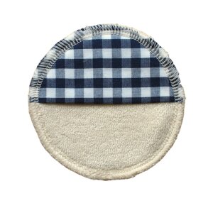Abschminkpad / Mini-Waschlappen NATUR / Karo blau
