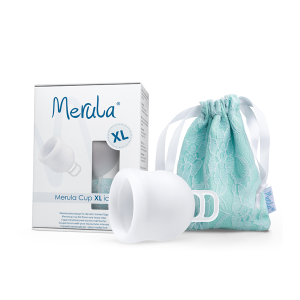 Merula Cup XL Menstruationstasse transparent starke Blutung
